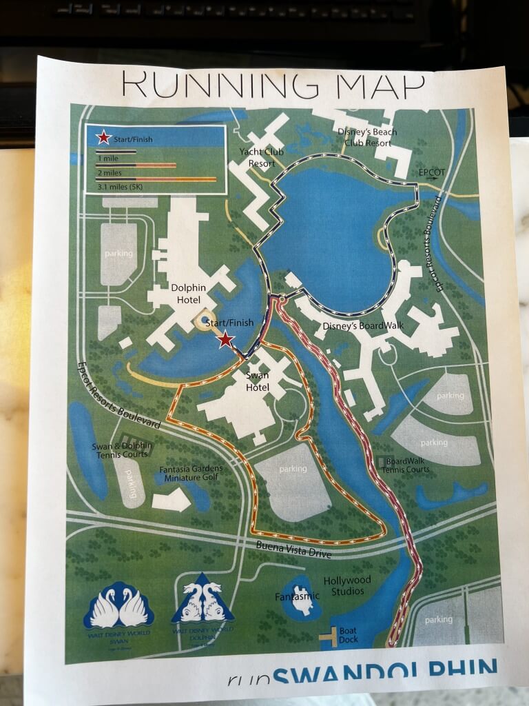 Running Paths at Swan, Swan Reserve, and Dolphin Resorts at Walt Disney World
